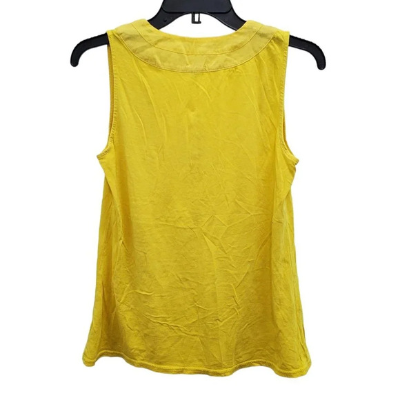 Fossil Women's Bright Yellow Henley Neck Modal Blend Spring Sleeveless Top Sz S - Picture 5 of 5